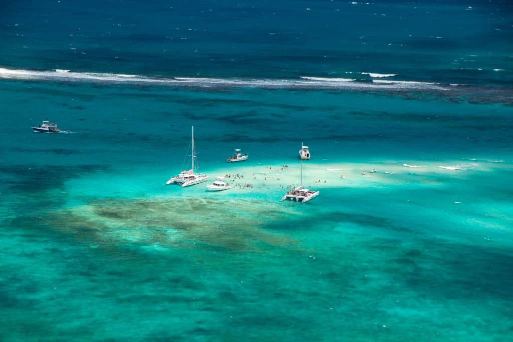 Grand Cayman's Stingray City Sandbar from the air