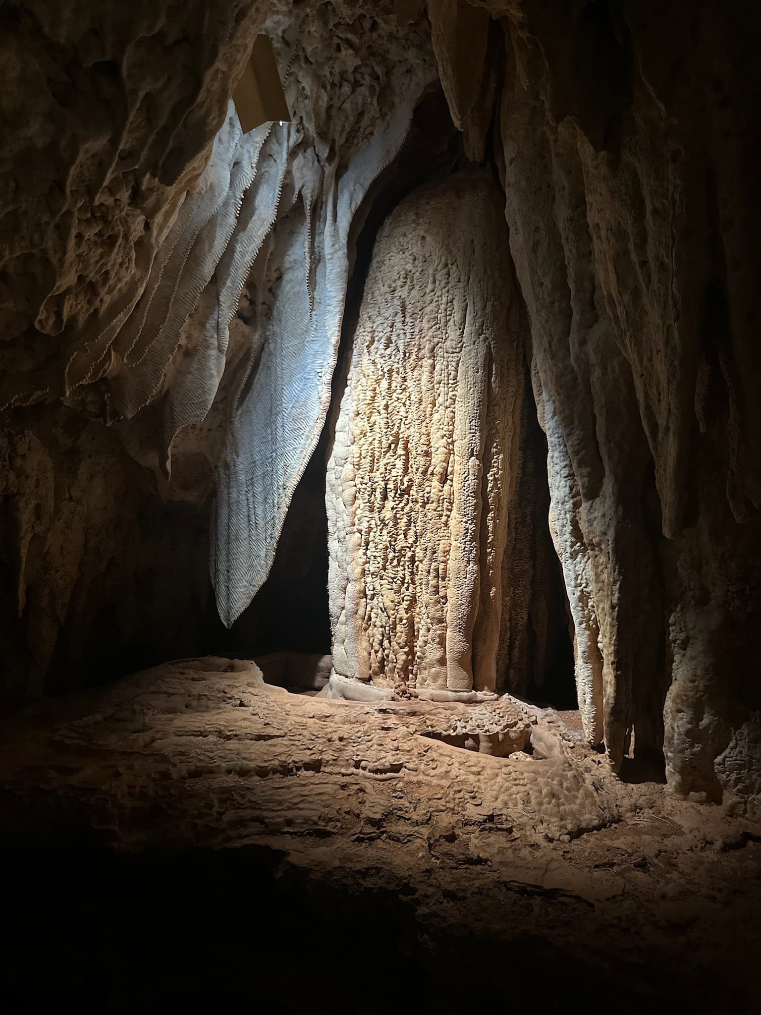 A large crystal formation inside a cave at the Cayman Islands' Crystal Caves