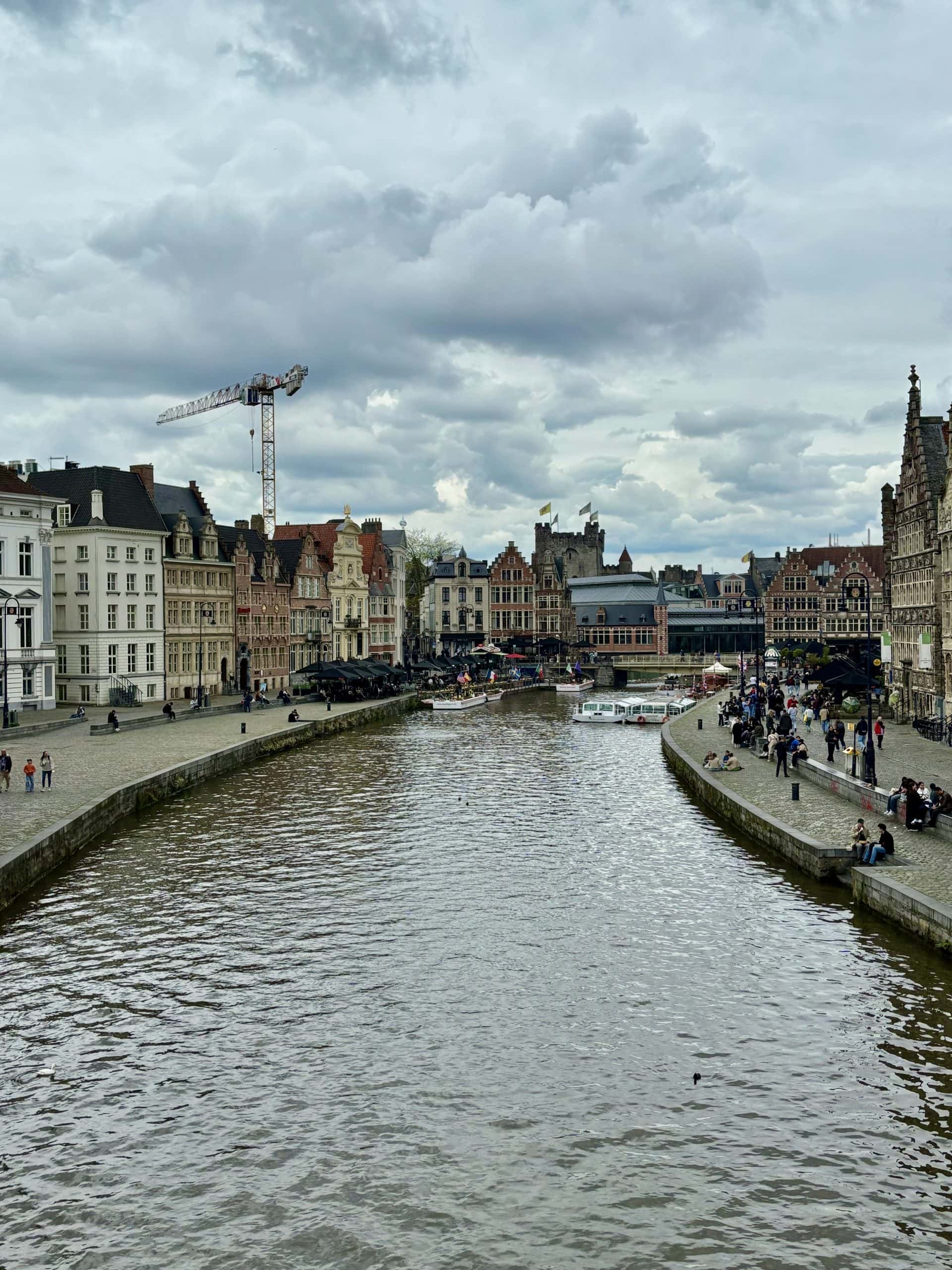 A canal with medieval-style building lining each side