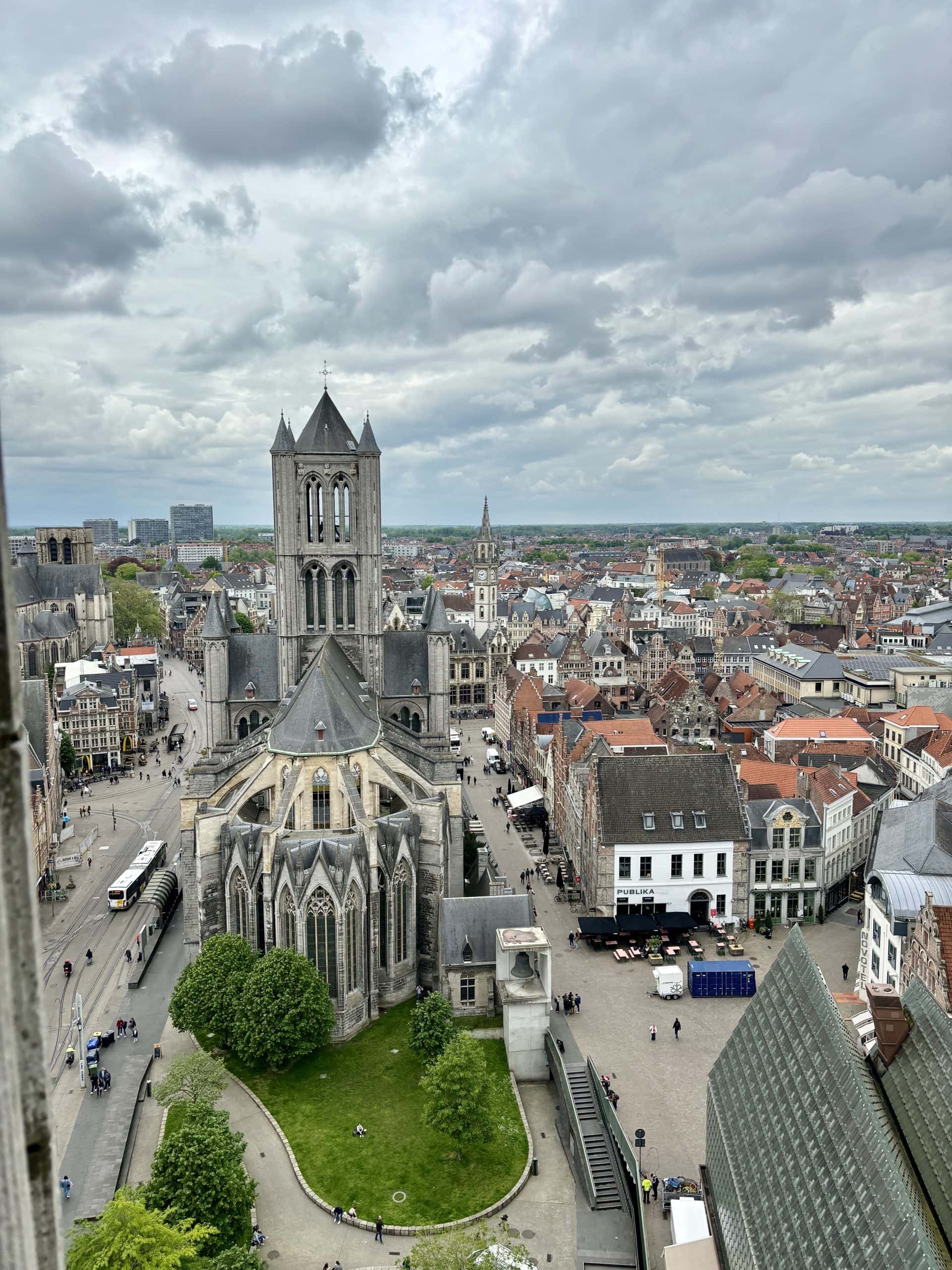 A view of Ghent, Belgium from the top of the Belfry Tower