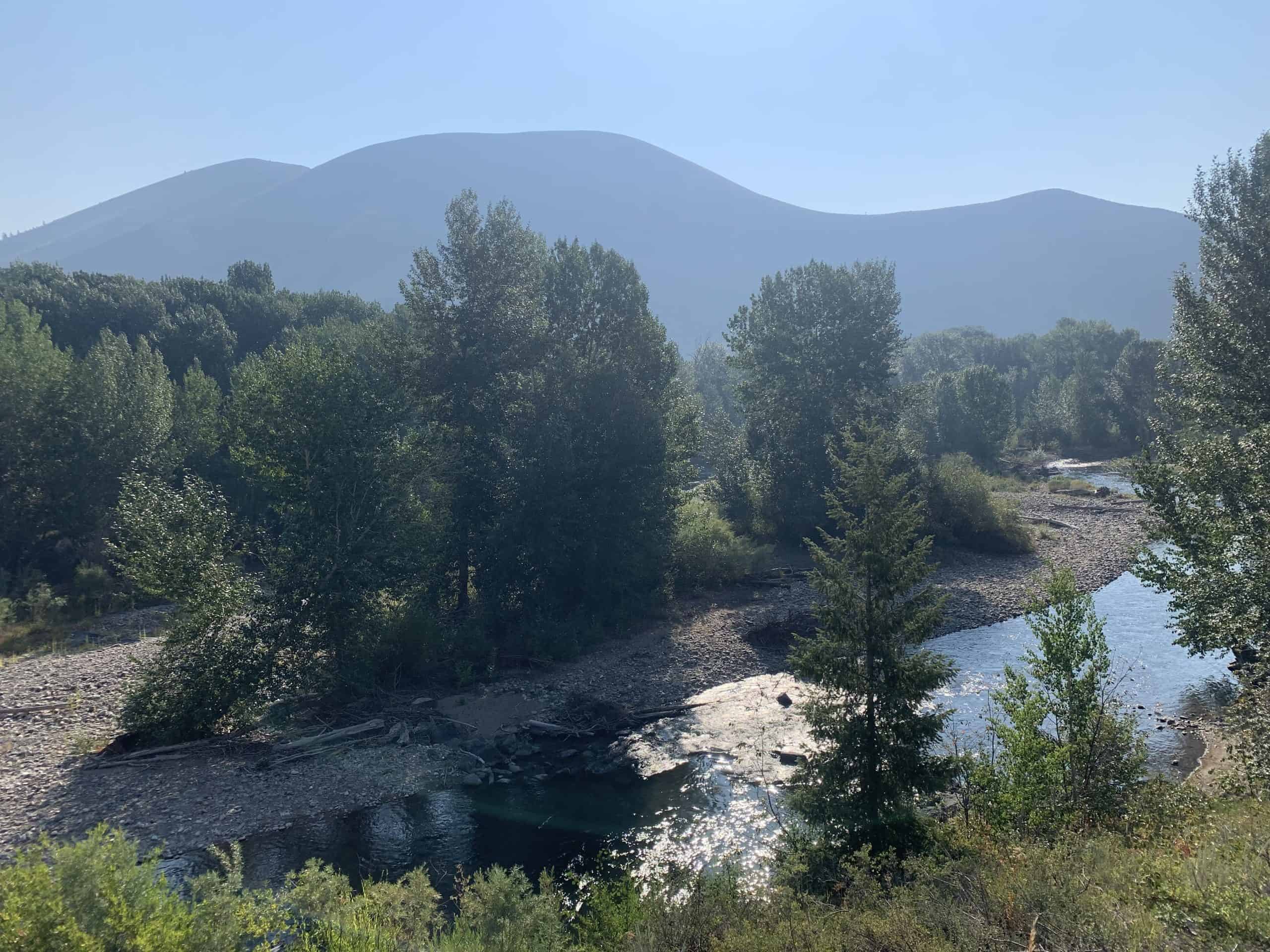 A winding river nestled in the mountain of Ketchum Idaho